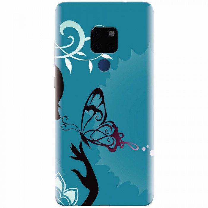 Husa silicon pentru Huawei Mate 20, Blue Butterfly