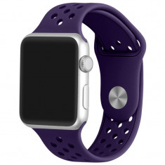 Curea iUni compatibila cu Apple Watch 1/2/3/4/5/6/7, 44mm, Silicon Sport, Purple foto