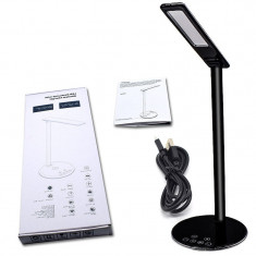 Lampa de birou LED, cu incarcator wireless, negru, Gonga foto