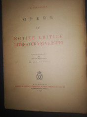 I l Caragiale opere iv noti?e critice literatura ?i versuri 1938 foto