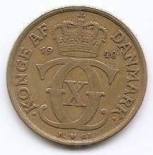 Danemarca 1 Krone 1940 - Christian X, Bronz-Aluminiu, KM-824.2 foto