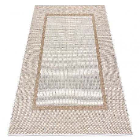 Covor SISAL SION Cadru 21782 țesute plate ecru / bej, 180x270 cm