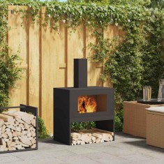 vidaXL Cuptor de foc Negru 60 x 40 x 96 cm Oțel laminat la rece 858934