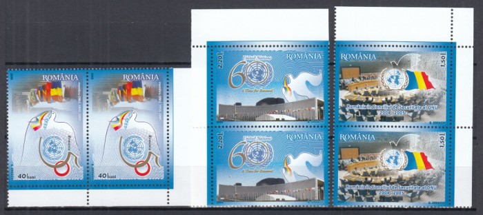 ROMANIA 2005 LP 1697 EVENIMENTE O.N.U. PERECHE SERII MNH