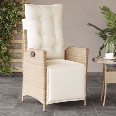 vidaXL Scaun de grădină rabarabil cu suport picioare, bej, poliratan 365284