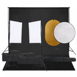 VidaXL Set studio foto cu lumină, fundal și reflector