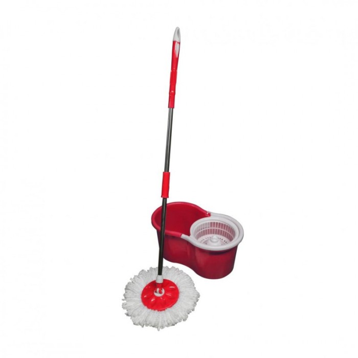 Mop rotativ Vanora, galeata inclusa, rezerva microfibra, maner telescopic, Rosu