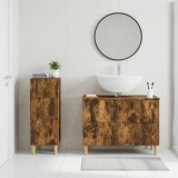 Cumpara ieftin Set de dulapuri pentru baie, 2 piese DELFT Stejar fumuriu