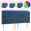 Tablie de pat cu LED, albastru inchis, 183x16x118/128cm catifea