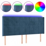 Cumpara ieftin Tablie de pat cu LED, albastru inchis, 183x16x118/128cm catifea