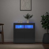 Cumpara ieftin Servantă cu lumini LED, gri extralucios, 80x35x75 cm