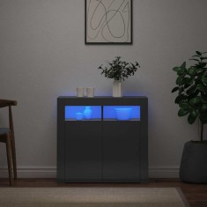 Servantă cu lumini LED, gri extralucios, 80x35x75 cm foto
