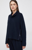Cumpara ieftin Emporio Armani pulover de lana femei, culoarea albastru marin, light, cu guler