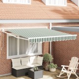 Marchiză manuală retractabilă vidaXL Verde și Alb 300x250 cm
