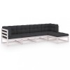 Set mobilier de gradina cu perne, 5 piese, lemn masiv de pin