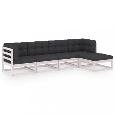 Set mobilier de gradina cu perne, 5 piese, lemn masiv de pin foto