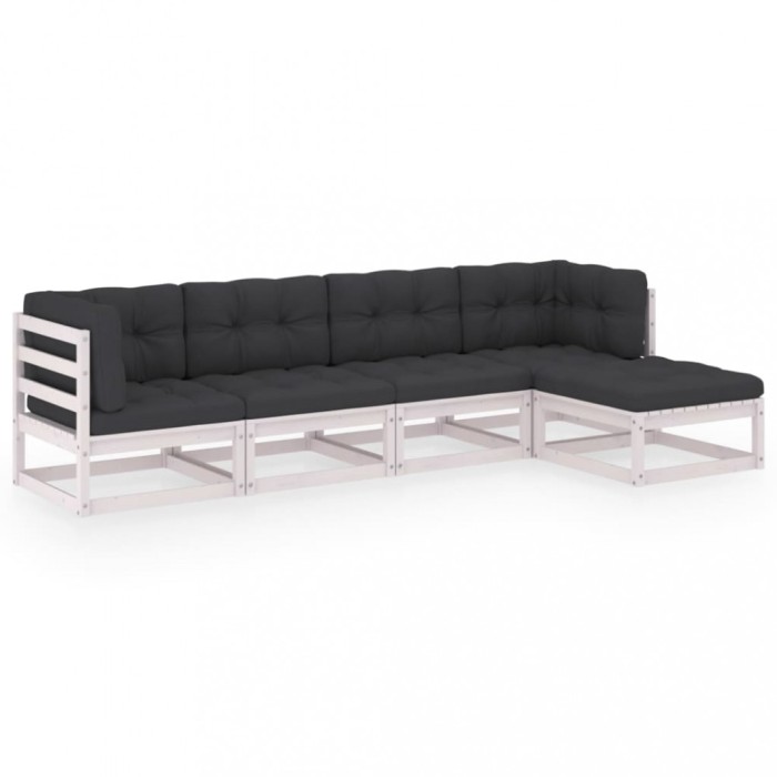 Set mobilier de gradina cu perne, 5 piese, lemn masiv de pin