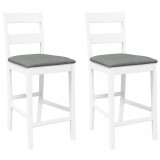 Cumpara ieftin Scaune de bar cu perne 2 buc din cauciuc din lemn masiv alb