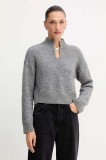 Simona Corsellini pulover de lana femei, culoarea gri, cu turtleneck, A24CPMGO10
