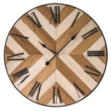 Ceas de perete din lemn MDF, diametru 38 cm, maro, cifre romane, CMCLASS