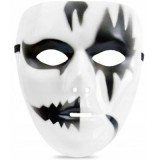 Masca mim PartyTime Halloween, alb, negru, prindere elastic