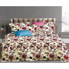 Lenjerie de pat pentru o persoana cu 2 huse de perna patrata, Callia, bumbac mercerizat, multicolor