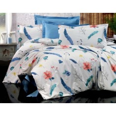 Lenjerie de pat pentru o persoana cu husa de perna dreptunghiulara, Spring Love, bumbac ranforce, gramaj tesatura 120 g/mp, multicolor