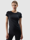 Tricou de antrenament din material reciclat pentru femei - negru, 4F Sportswear