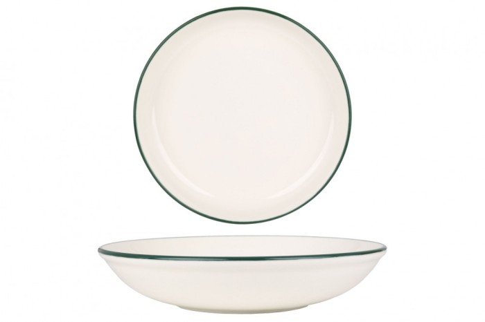 Rinart Farfurie ad&acirc;ncă - Green Edge - Porţelan - 25 cm (1300cc) - set de 6