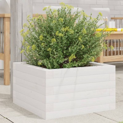 vidaXL Jardinieră de grădină, alb, 40x40x23 cm, lemn masiv de pin 847179 foto