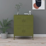Dulap depozitare Gossi, verde masliniu, 80x35x101.5cm, otel, 2 rafturi reglabile, robust, organizare perfecta