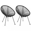 Set 2 Scaune Gradina Tip Luna Gossi, Ratan Negru, Cadru Otel, Exterior, 80x70.5x83 cm