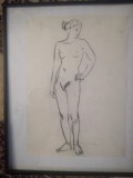 Cumpara ieftin Nud V, cărbune, lucrare veche, nesemnata, 42 x 30 cm fără ramă