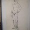 Nud V, cărbune, lucrare veche, nesemnata, 42 x 30 cm fără ramă
