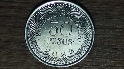 Columbia - moneda de colectie exotica - 50 pesos 2022 - AU/UNC - ursul cu ochelari foto