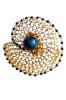 Inel crosetat in spirala cu Ochi de Soim, Spinel, fir metalic auriu, Brun, 5 cm, 46 - 56, RavariuArt