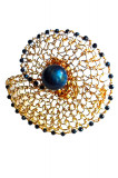 Cumpara ieftin Inel crosetat in spirala cu Ochi de Soim, Spinel, fir metalic auriu, Brun, 5 cm