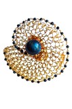 Inel crosetat in spirala cu Ochi de Soim, Spinel, fir metalic auriu, Brun, 5 cm, 46 - 56, RavariuArt
