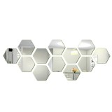 Set 12 autocolante de perete tip oglinda, Darklove, DIY Acasa decorativ Hexagon, Pentru acasa Camera de zi