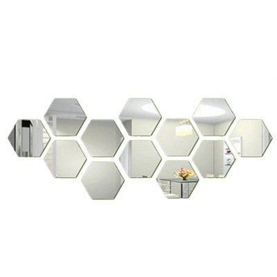 Set 12 autocolante de perete tip oglinda, Darklove, DIY Acasa decorativ Hexagon, Pentru acasa Camera de zi foto