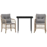 Cumpara ieftin Set bistro cu perne, 3 piese, bej combinat, poliratan