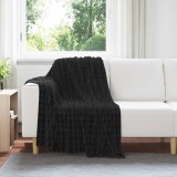 vidaXL Set 6 Plaide/Pături Fleece, Negru, 150x130 cm. Moale, Călduroase, Decorative. Pentru Canapea, Pat, Living, Dormitor