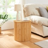 Masuta laterala rotunda din bambus Ledepid 40x40 cm natur