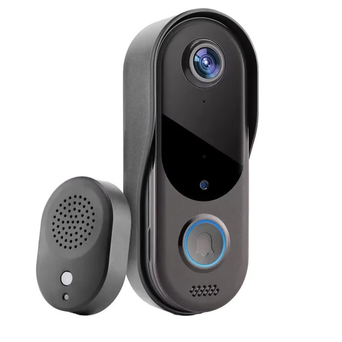 Videointerfon HD wireless JT-V30 , vedere nocturna, 2 baterii incluse, Negru
