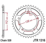 Pinion spate 43 dinti pas lant 520 - Honda CB 500 F - CB 500 X - CTX 700 ABS - NC 700 - NC 700 Integra - X-ADV 750