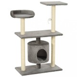 Cumpara ieftin Ansamblu pentru pisici cu stalpi din funie de sisal, 95 cm Gri