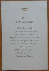 Meniu restaurant din Viena, 1907