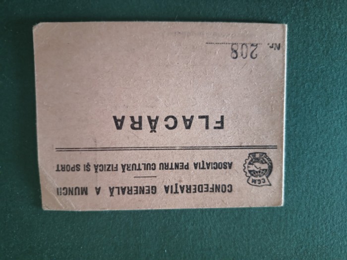 legitimatie sportiva Sovromul sport Flacara -Raionul Stalin -Bucuresti , anul 1952