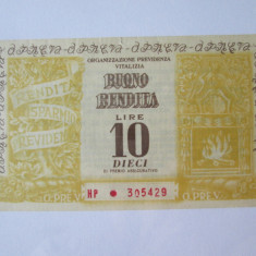 Italia 10 Lire 1959 bon de rentă aUNC