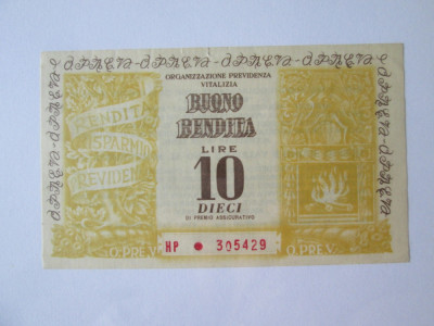 Italia 10 Lire 1959 bon de rentă aUNC foto